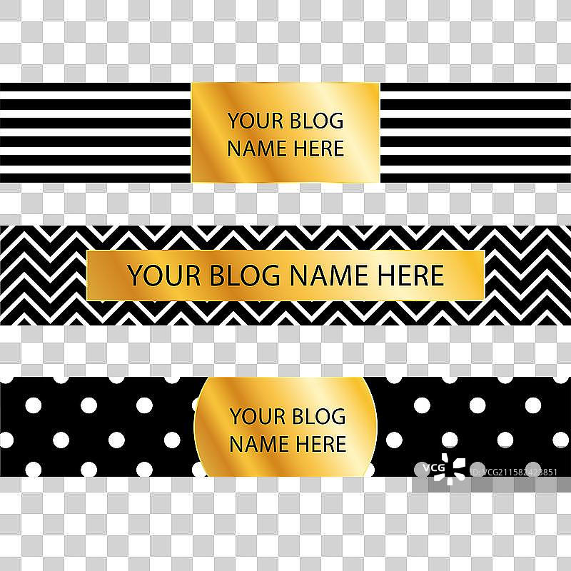 带有条纹、锯齿线和圆点的博客标题图片素材