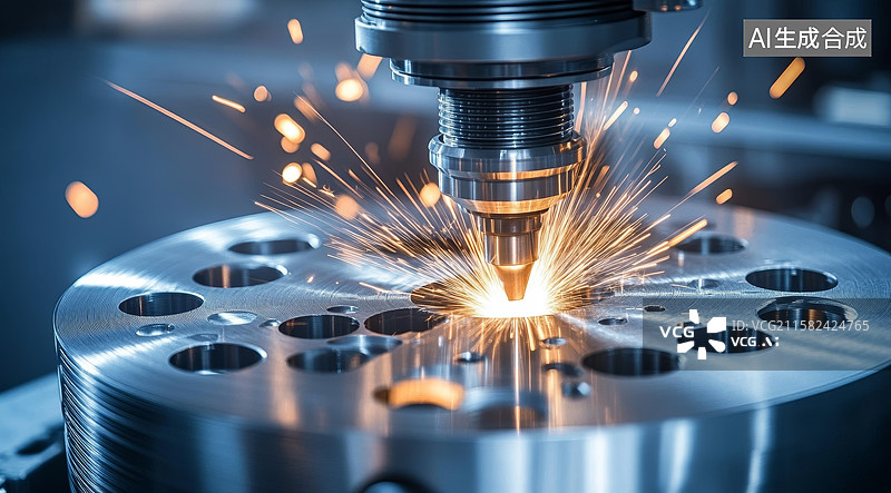 【AI数字艺术】激光切割金属工件的瞬间图片素材