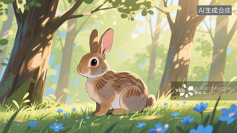 【AI数字艺术】森林中的小兔子图片素材
