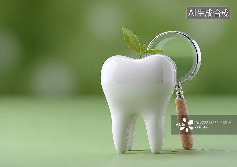 【AI数字艺术】一个放大镜正在检查牙齿图片素材