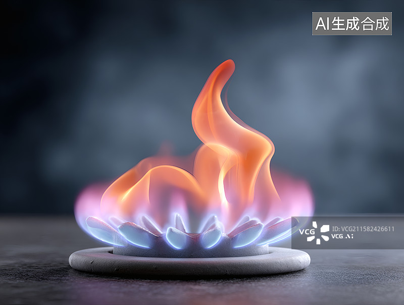 【AI数字艺术】一个燃气灶火焰特写图片素材
