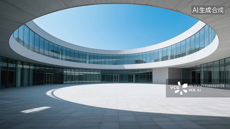 【AI数字艺术】现代建筑的圆形天井图片素材