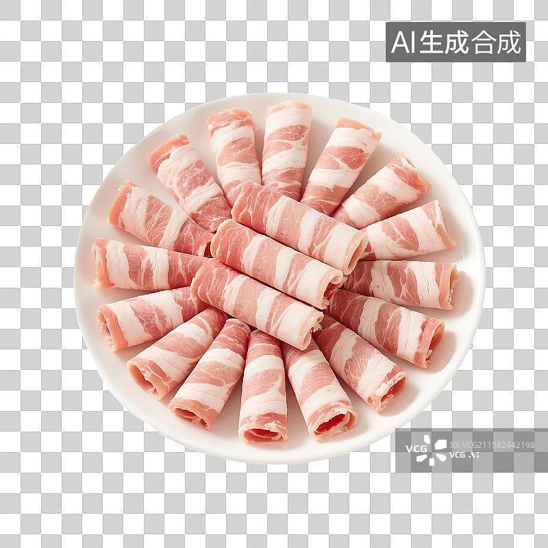 【AI数字艺术】白色盘子中满满的羊肉卷图片素材