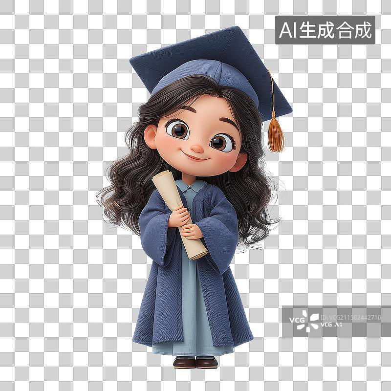 【AI数字艺术】女孩拿着毕业证微笑图片素材