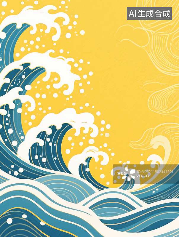 【AI数字艺术】黄色海水花纹背景画面图片素材
