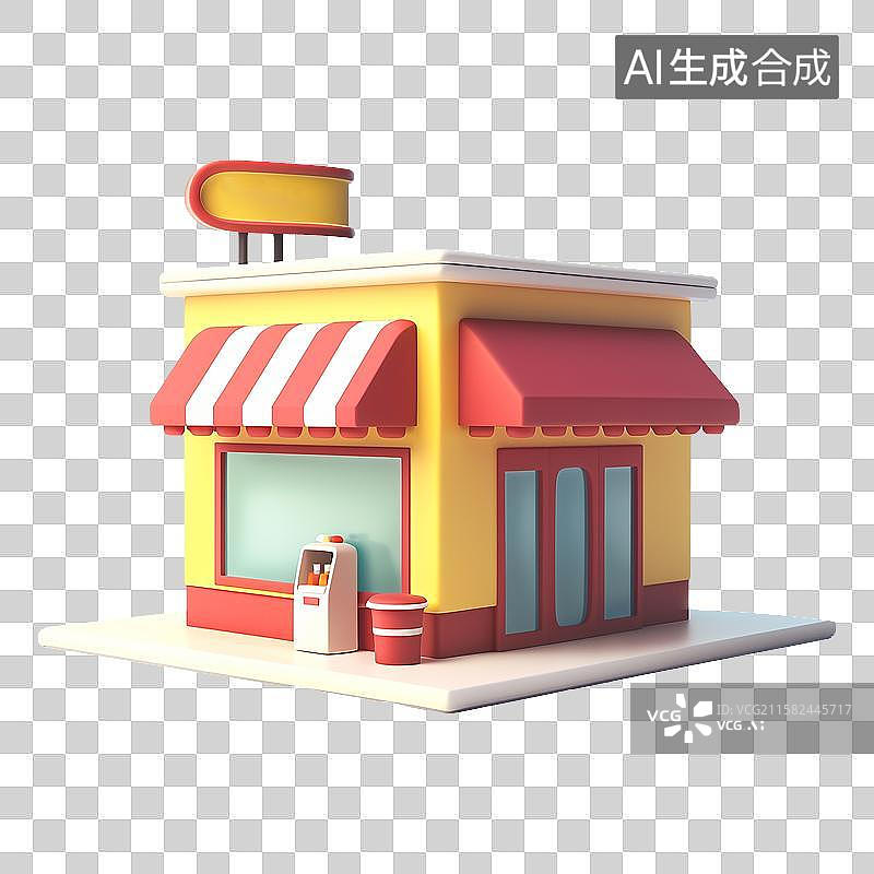 【AI数字艺术】3D风格商店小卖部元素图片素材