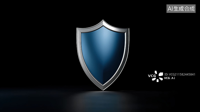 【AI数字艺术】蓝色盾牌在黑暗背景中图片素材