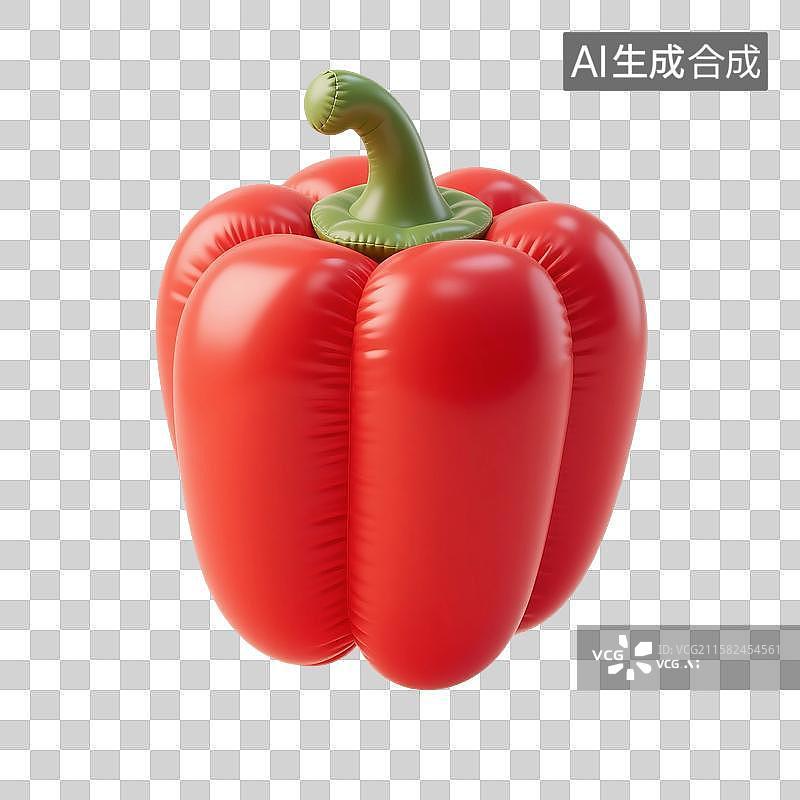 【AI数字艺术】3D渲染，膨胀充气风格，气球，辣椒，彩椒，蔬菜，免抠元素图片素材