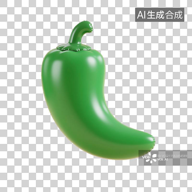 【AI数字艺术】3D渲染，膨胀充气风格，气球，辣椒，彩椒，蔬菜，免抠元素图片素材