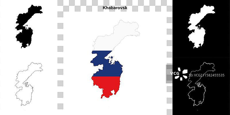 哈巴罗夫斯克轮廓地图图片素材