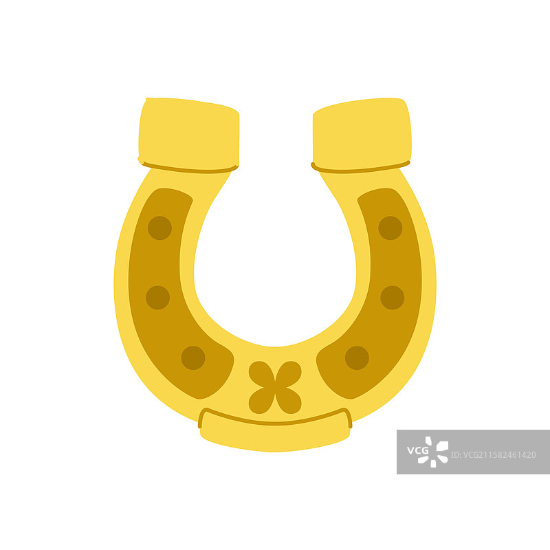 带来好运的金色马蹄铁卡通图案图片素材