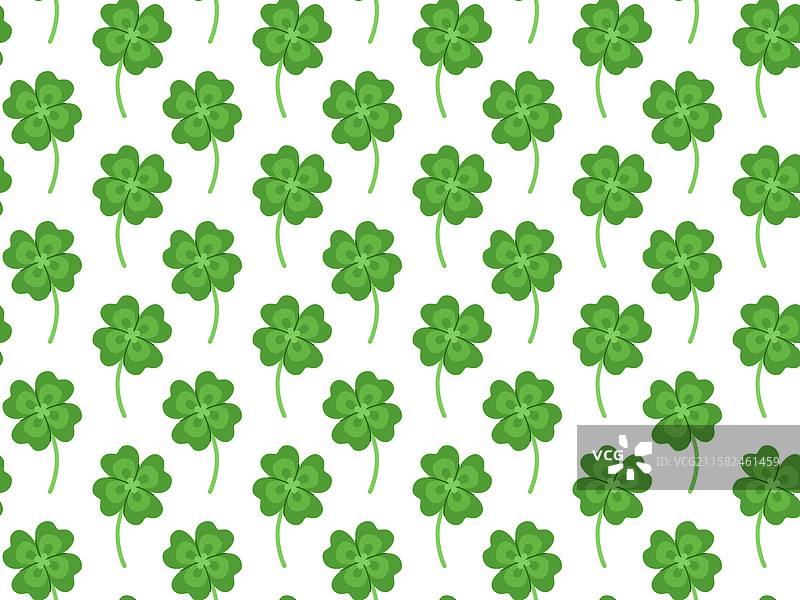 四叶幸运草卡通无缝图案图片素材