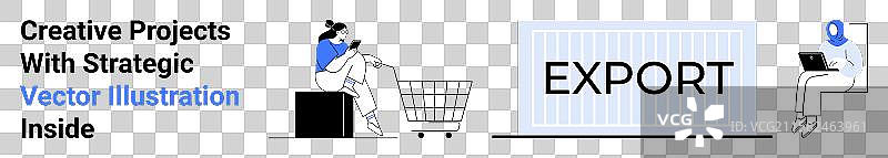 现代消费者购物出口物流与图片素材