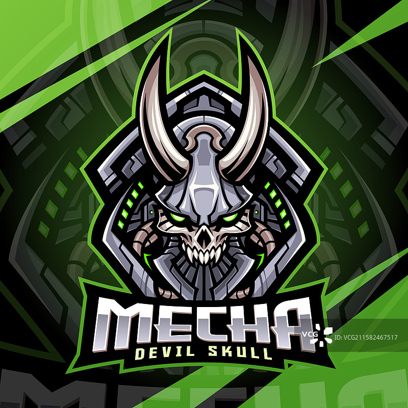 机械恶魔骷髅电子竞技吉祥物标志设计图片素材