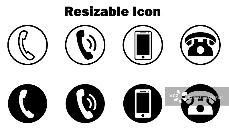 电话图标、手机图标、电话符号和图标集合图片素材