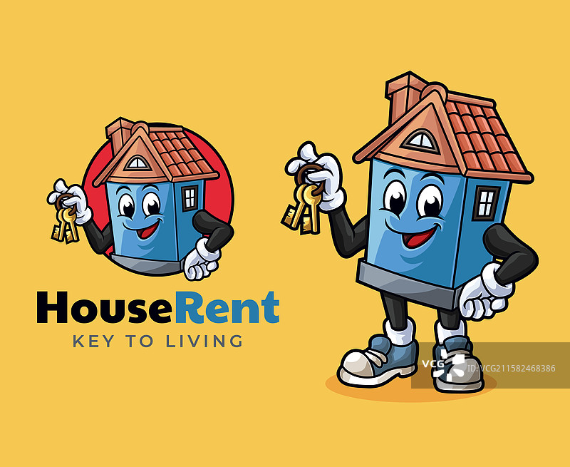 房屋租赁钥匙吉祥物图片素材