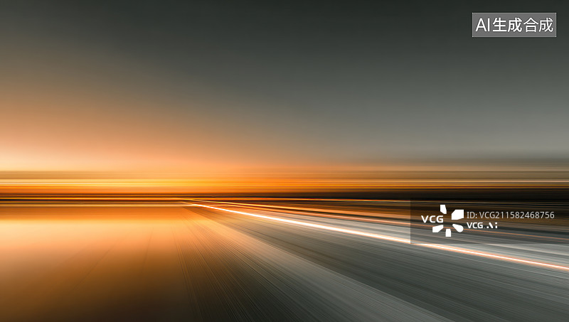 【AI数字艺术】夕阳下沿海公路的长曝光风景图片素材
