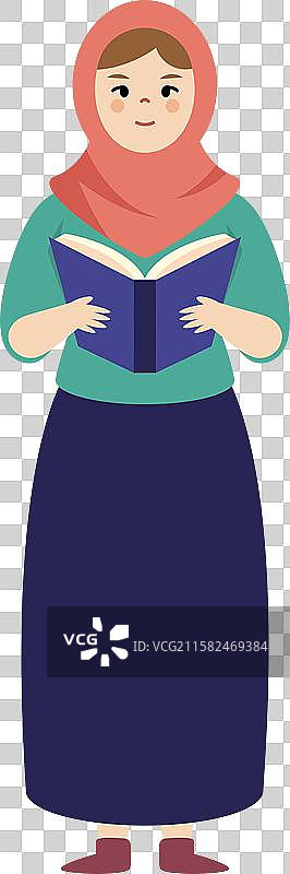 戴头巾的女学生手持书籍图片素材