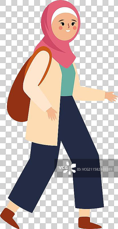 戴头巾的女学生角色图片素材