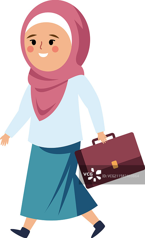 戴头巾的学生在走路图片素材