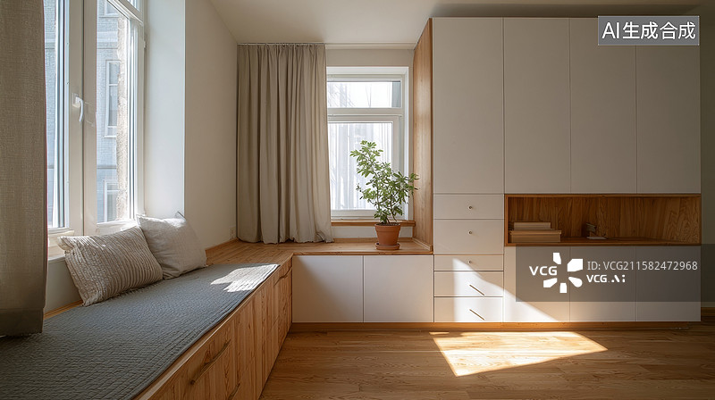 【AI数字艺术】别墅室内卧室背景图片素材