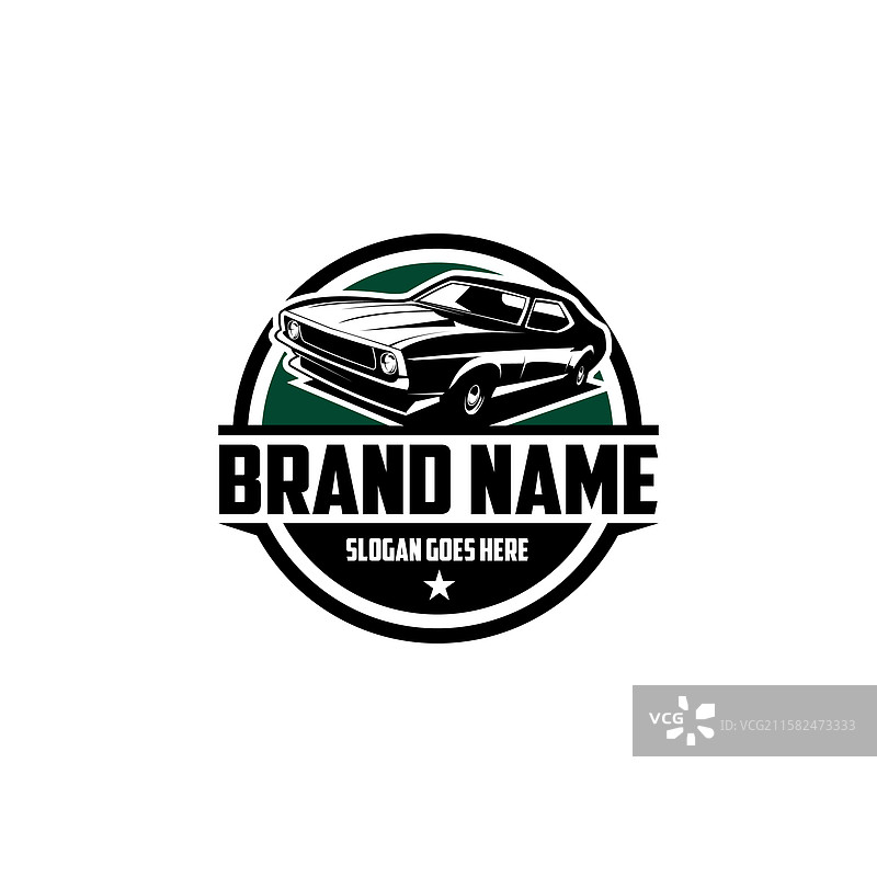 复古汽车野马传奇孤立剪影图片素材