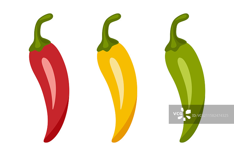 孤立的红色和黄色辣椒组合图片素材