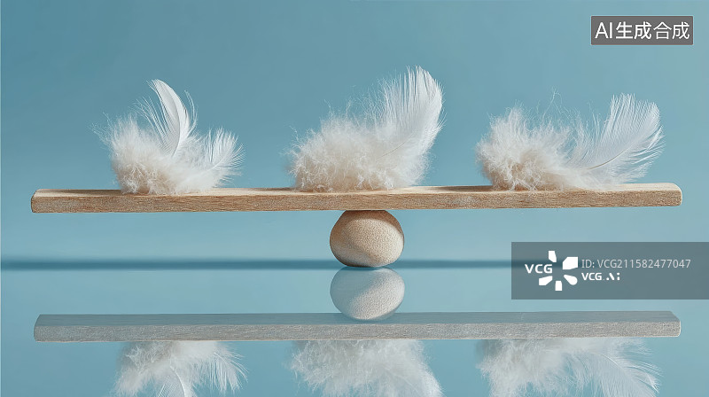 【AI数字艺术】杠杆上的羽毛倒影，水图片素材