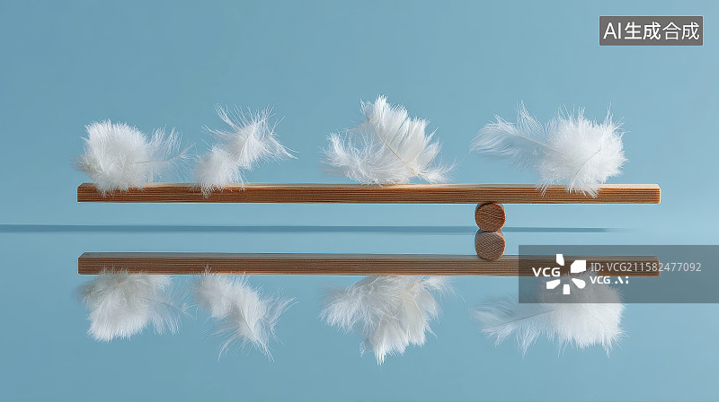 【AI数字艺术】杠杆上的羽毛倒影，水图片素材