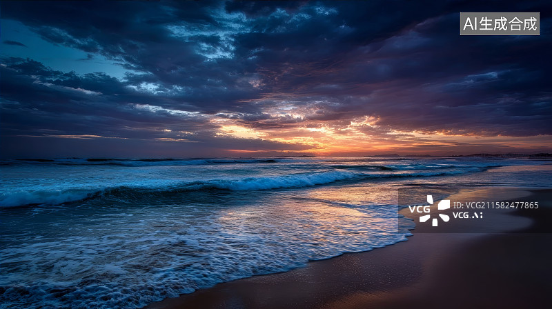 【AI数字艺术】沙滩海景，海浪，浪图片素材