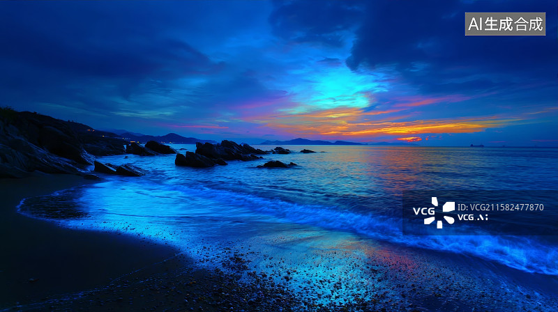 【AI数字艺术】沙滩海景，海浪，浪图片素材