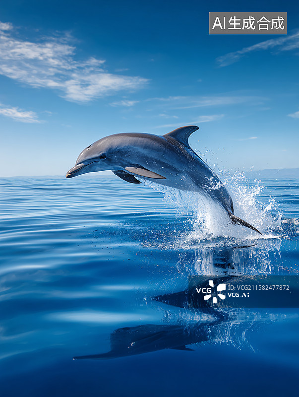 【AI数字艺术】海豚跃出水面的精彩瞬间图片素材