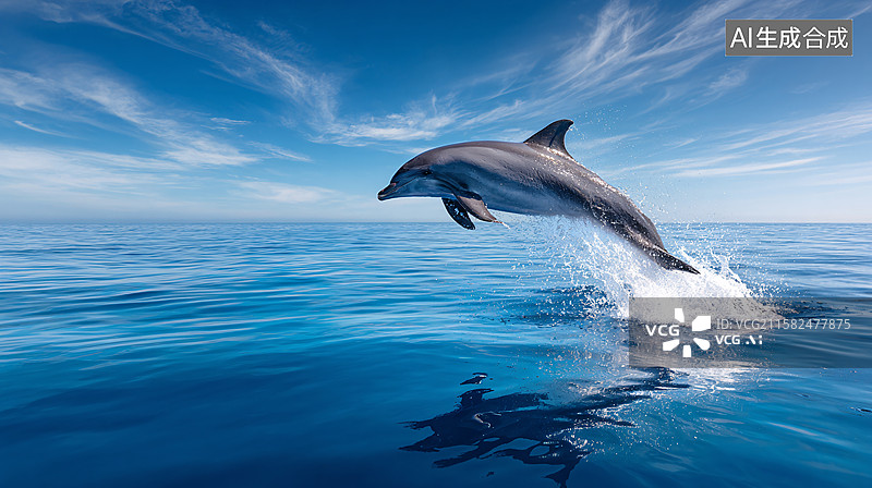 【AI数字艺术】海豚跃出水面的精彩瞬间图片素材