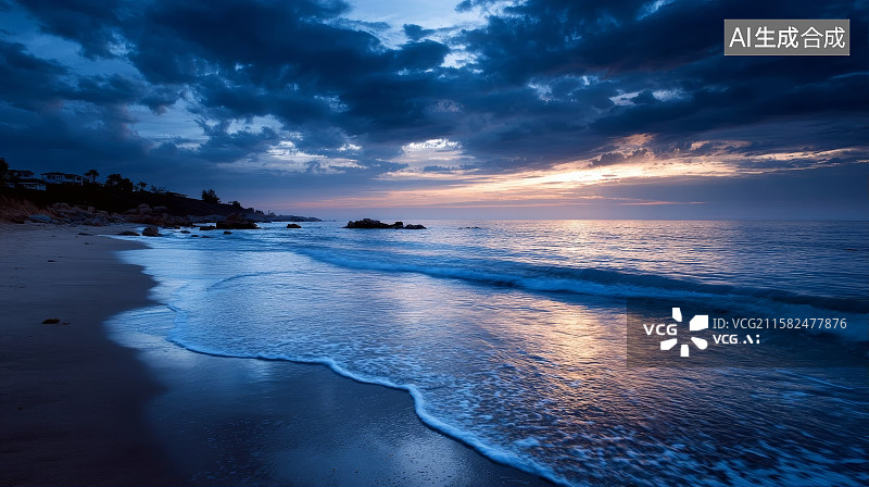 【AI数字艺术】沙滩海景，海浪，浪图片素材