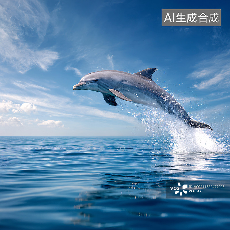 【AI数字艺术】海豚跃出水面的精彩瞬间图片素材