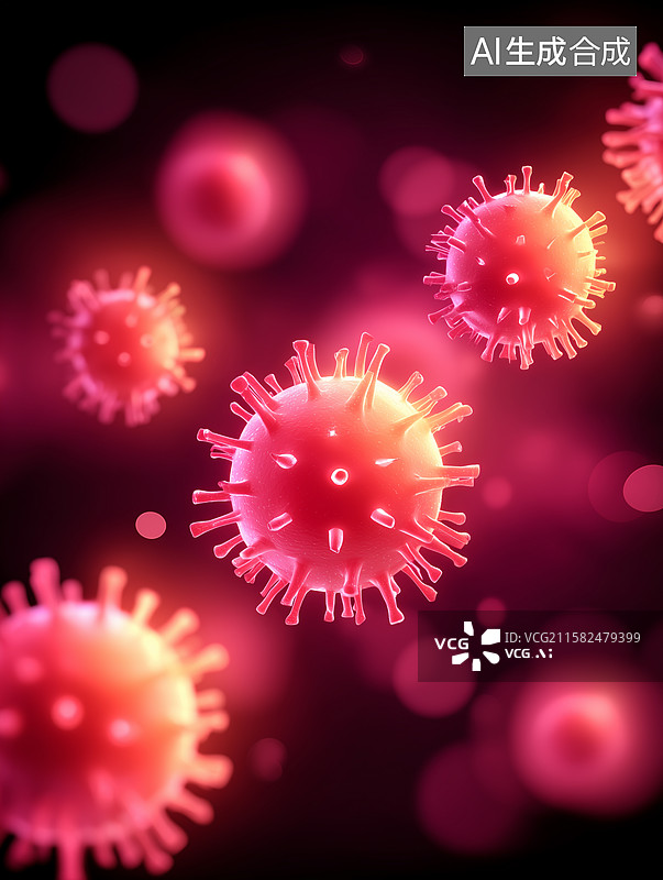 【AI数字艺术】3D发光的细菌概念插画图片素材