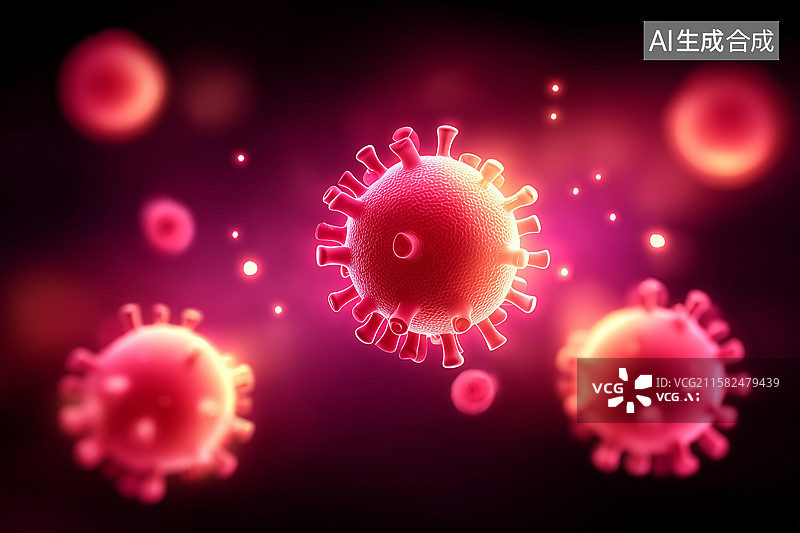 【AI数字艺术】3D发光的细菌概念插画图片素材