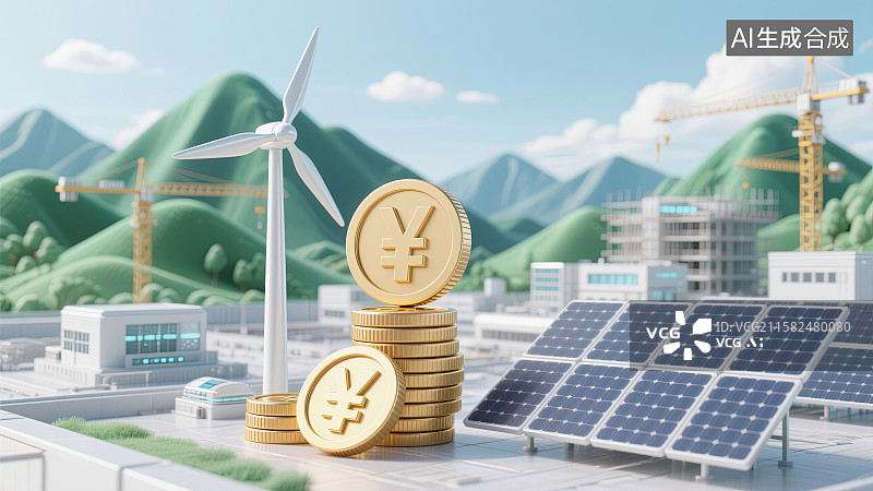 【AI数字艺术】基建，金币，投资，水电，工图片素材