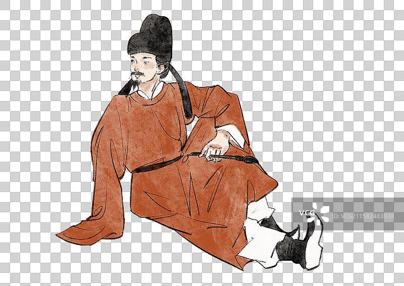 手绘风诗古代人插画元素-刘禹锡图片素材