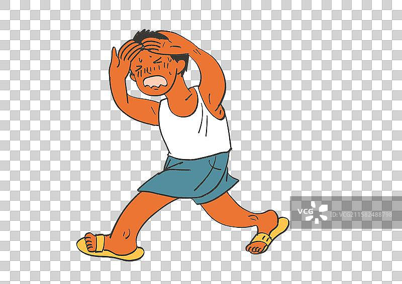 手绘风漫画插画元素-夏季高温图片素材