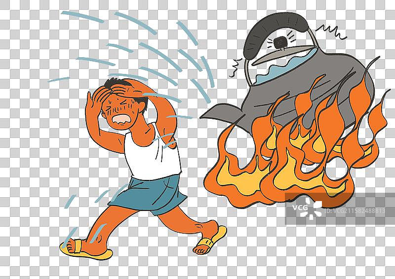 手绘风漫画插画元素-夏季高温图片素材