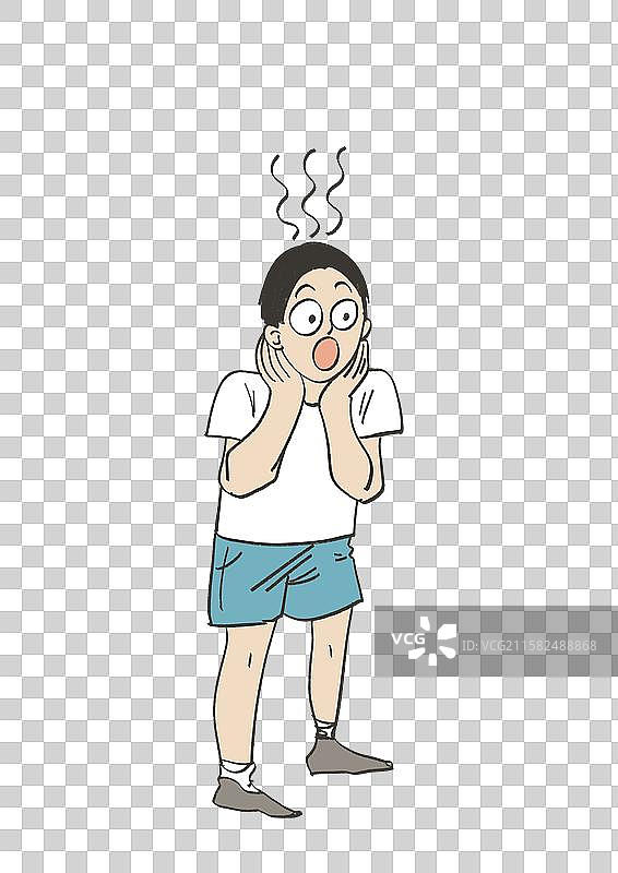 手绘风漫画插画元素-夏季高温图片素材