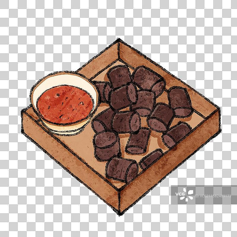 西藏美食国风插画-血肠图片素材