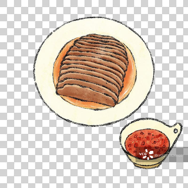 西藏美食国风插画-蒸牛舌图片素材
