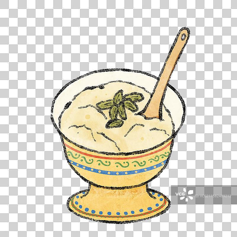 西藏美食国风插画-牦牛酸奶图片素材