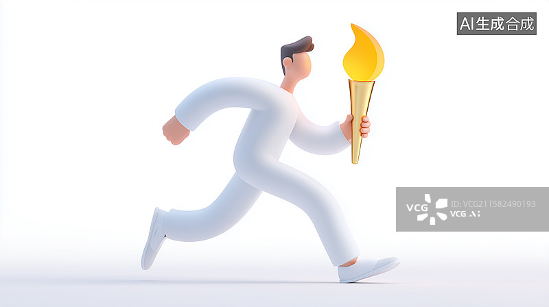 【AI数字艺术】3D卡通火炬手插画图片素材