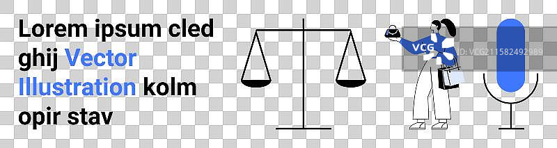 手持称重秤的女性与麦克风图片素材