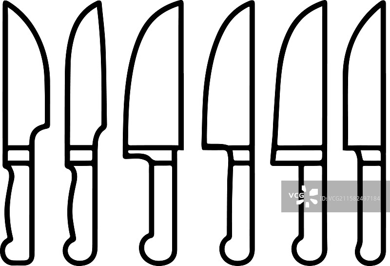 多样的厨房刀具轮廓用于烹饪图片素材