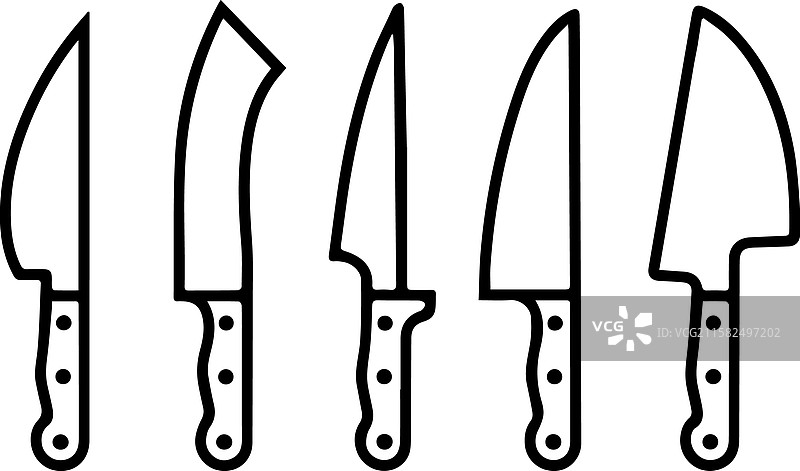 多样的厨房刀具轮廓用于烹饪图片素材