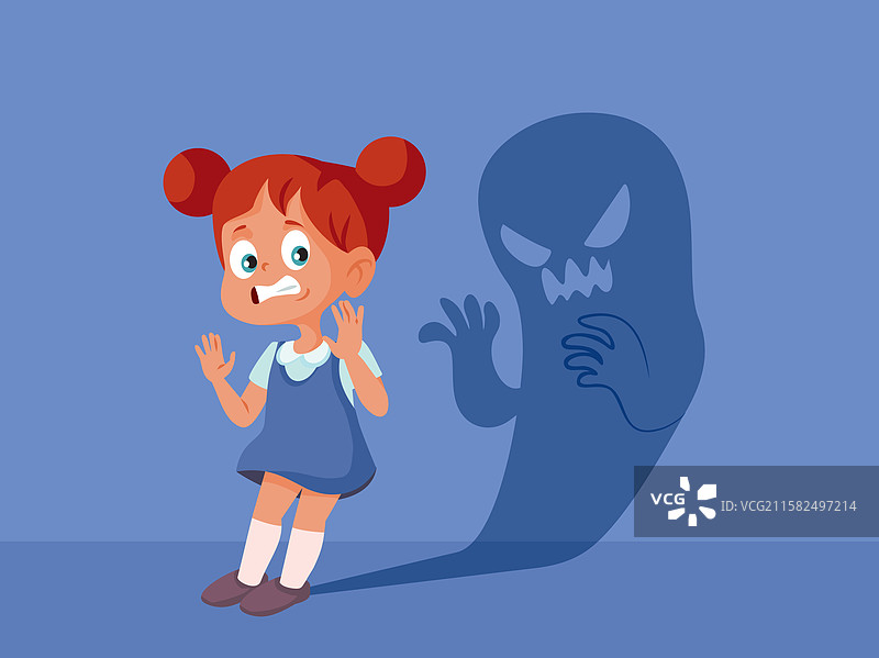 害怕自己影子的害怕小女孩图片素材